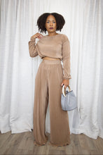 Load image into Gallery viewer, Pleated Top and Pant Set (Mocha)