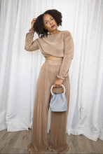 Load image into Gallery viewer, Pleated Top and Pant Set (Mocha)