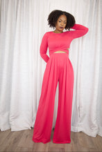 Load image into Gallery viewer, Criss Cross Top and Pant Set (Fuchsia)