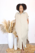 Load image into Gallery viewer, Button-down Midi Shirt Dress (Brown)