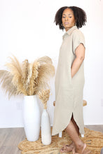 Load image into Gallery viewer, Button-down Midi Shirt Dress (Brown)