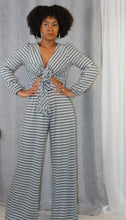 Load image into Gallery viewer, Stripe Printed Knit Jumpsuit with Tie Detail