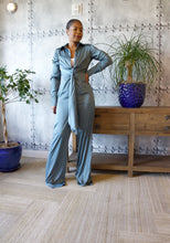 Load image into Gallery viewer, Front-tie Satin Jumpsuit (Teal)
