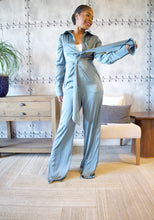 Load image into Gallery viewer, Front-tie Satin Jumpsuit (Teal)
