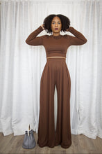 Load image into Gallery viewer, Wide Leg Pleated Pant Set (Chocolate)
