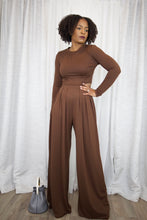 Load image into Gallery viewer, Wide Leg Pleated Pant Set (Chocolate)
