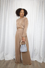 Load image into Gallery viewer, Pleated Top and Pant Set (Mocha)
