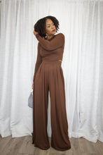 Load image into Gallery viewer, Wide Leg Pleated Pant Set (Chocolate)
