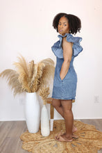 Load image into Gallery viewer, V-neck Denim Romper
