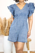 Load image into Gallery viewer, V-neck Denim Romper
