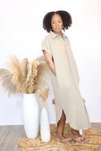 Load image into Gallery viewer, Button-down Midi Shirt Dress (Brown)
