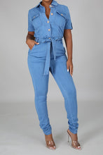 Load image into Gallery viewer, Short Sleeve Denim Jumpsuit
