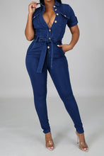 Load image into Gallery viewer, Short Sleeve Denim Jumpsuit

