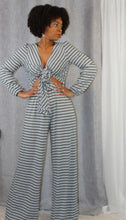 Load image into Gallery viewer, Stripe Printed Knit Jumpsuit with Tie Detail
