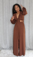 Load image into Gallery viewer, Stripe Printed Knit Jumpsuit with Tie Detail
