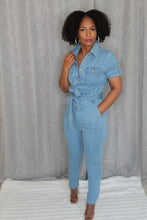 Load image into Gallery viewer, Short Sleeve Denim Jumpsuit
