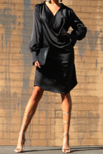 Load image into Gallery viewer, Drape Neckline Satin Dress
