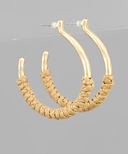 Load image into Gallery viewer, Raffia Wrapped Circle Hoops
