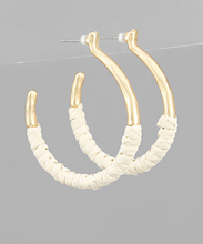Load image into Gallery viewer, Raffia Wrapped Circle Hoops
